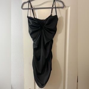 Ruched Black Mini Dress